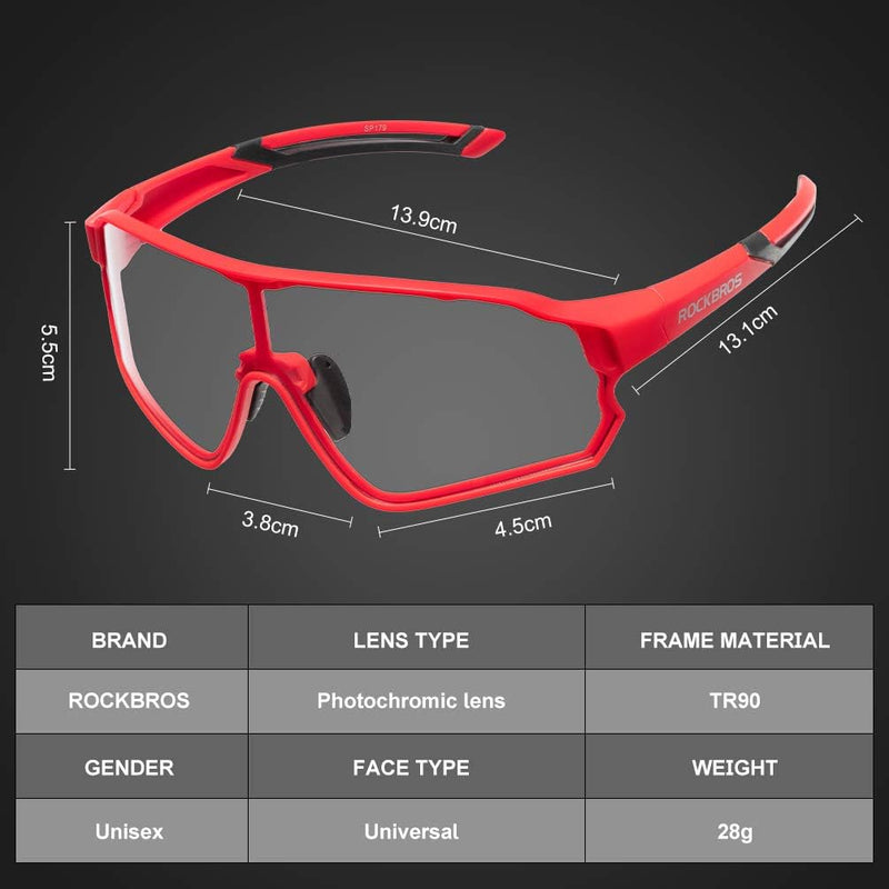 Aerodynamic Windproof Photochromic Cycling Sunglasses