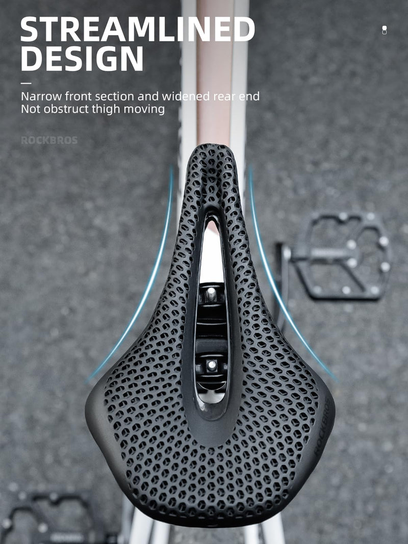 ROCKBROS 3D Printed Carbon Bike Saddle Ergonomic Ultralight Seat