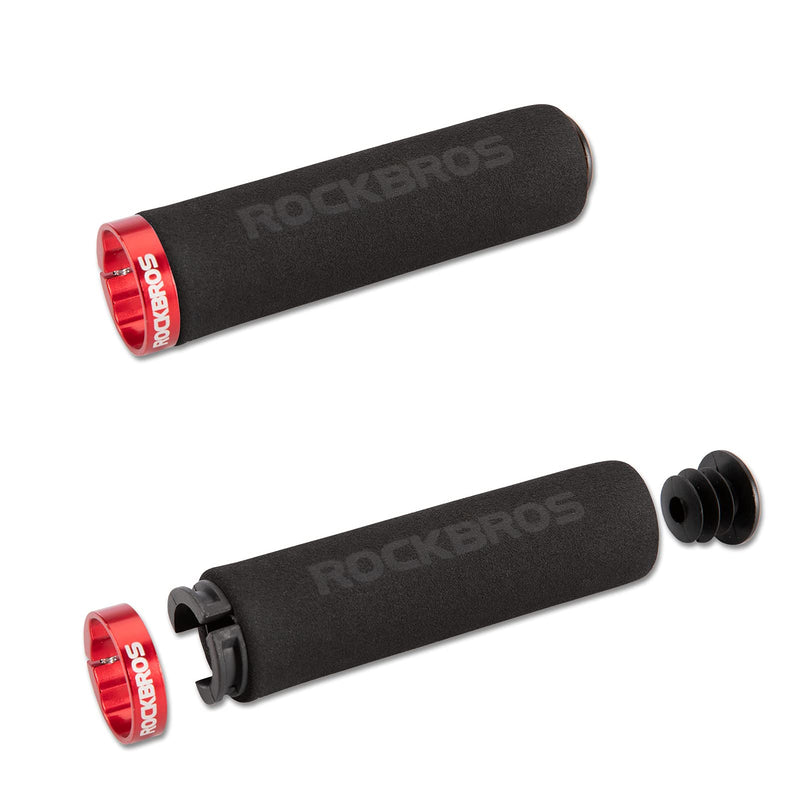 ROCKBROS Bike Grips Foam Single Lock on Bicycle  Soft Comfortable Non-Slip Bike Handle Grips