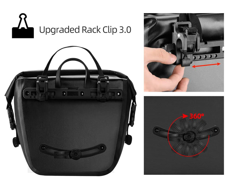 ROCKBROS Front Roller Panniers Bag Sturdy with Handle Shoulder Strap 1 Pair