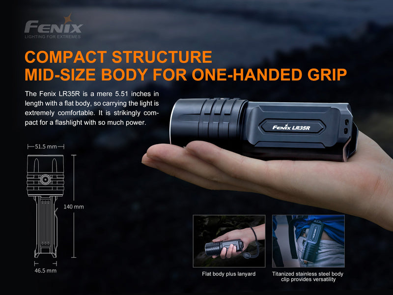 Fenix LR35R Rechargeable LED Flashlight - 10,000 Lumens