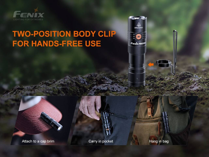 fenix flashlight clip Fenix PD25R Rechargeable LED Flashlight
