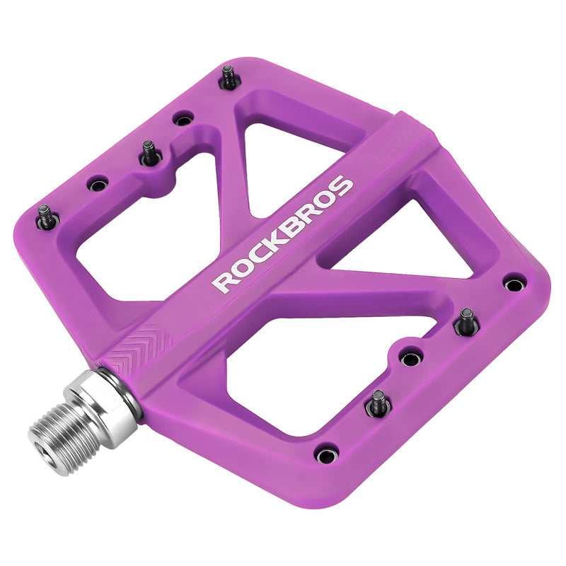 ROCKBROS Mountain Bike Pedals Lightweight Nylon DU Bearing 9/16" MTB Flat Bike Pedals