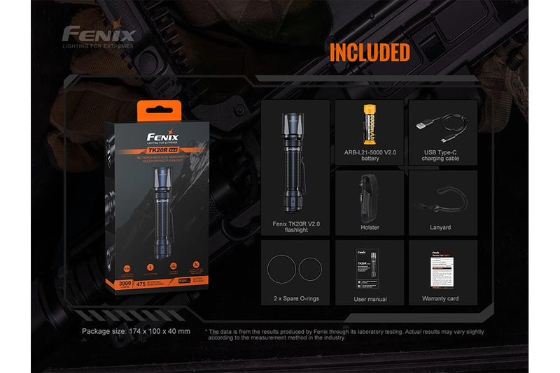 Fenix TK20R V2.0 Rechargeable Flashlight with FREE T5 Tactical Pen (optional)