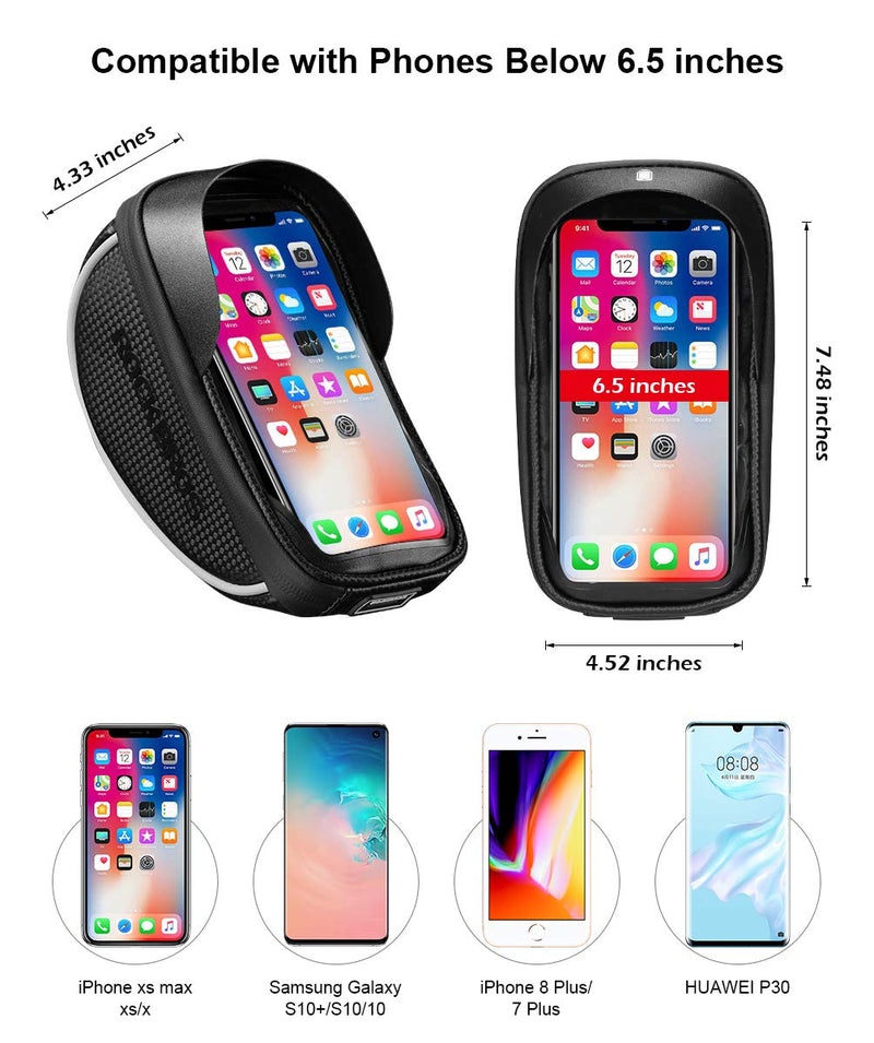 ROCKBROS Bike Front Frame HandlebarWaterproof Bag below 6.5"