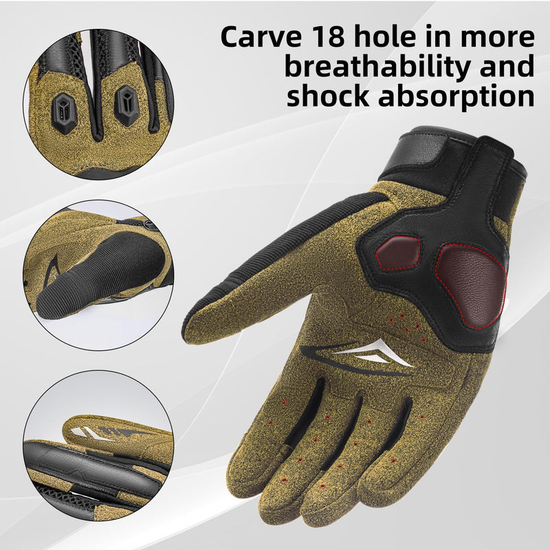 ROCKBROS Touchscreen Motorcycle Gloves, Full Finger Gear with Hard Carbon Fiber Shell