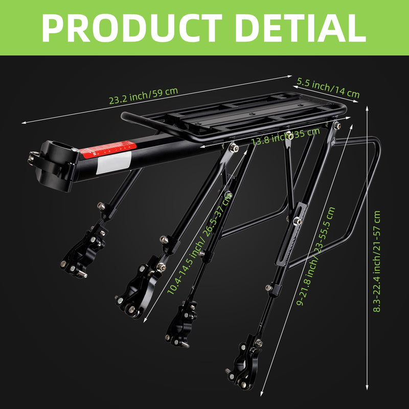ROCKBROS Quick Release Rear Bike Cargo Rack, 55LB Capacity for 26”-29” MTB  E-Bikes