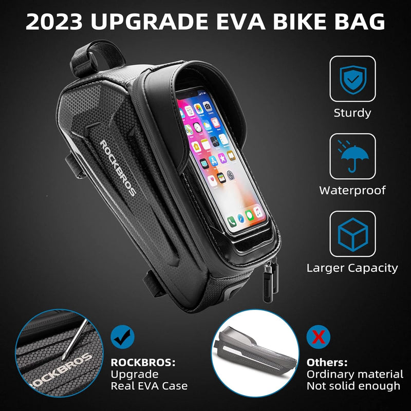 ROCKBROS EVA Waterproof Bike Phone Frame Bag for 6.8" Phones