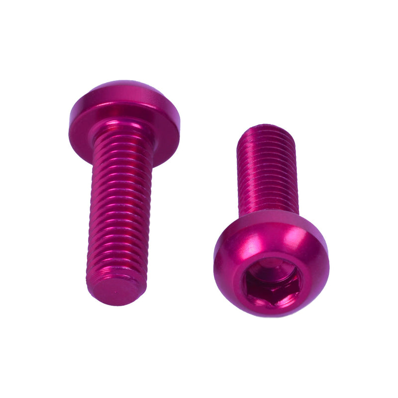 M5x0.8x16mm Water Bottle Cage Bolts - Pink - 2 Pack