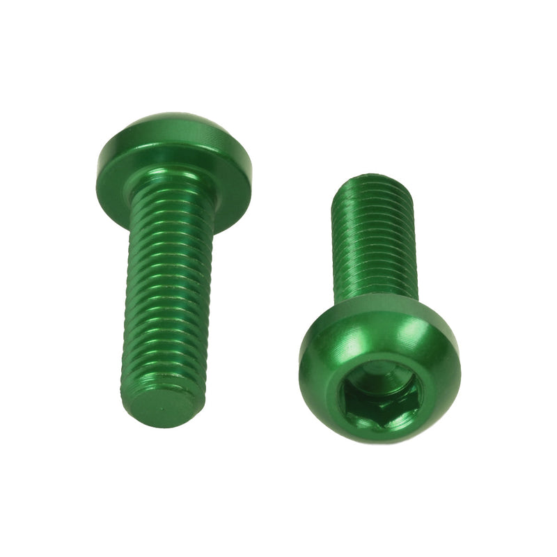 M5x0.8x16mm Water Bottle Cage Bolts - Green - 2 Pack