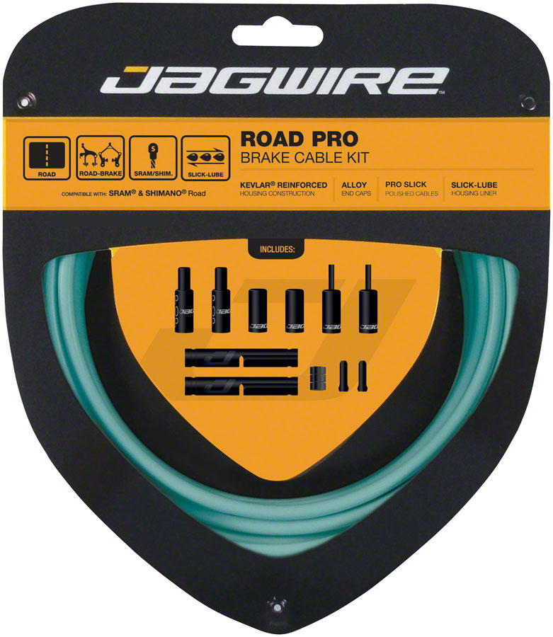 Jagwire Pro Brake Cable Kit Road SRAM/Shimano, Bianchi Celeste - Downtown Bicycle Works 