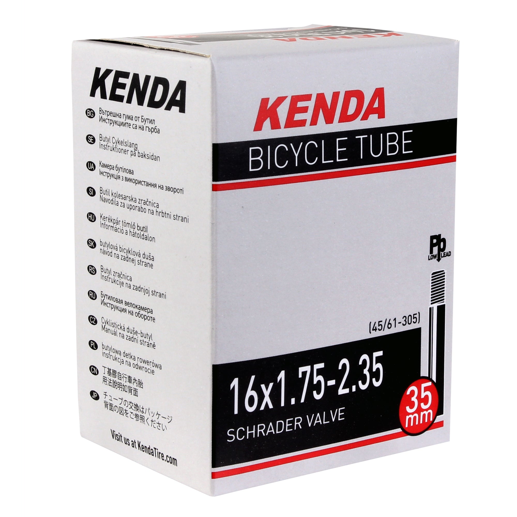 Kenda Standard Schrader Valve Tube - 16 x 1.75-2.35" - Downtown Bicycle Works 