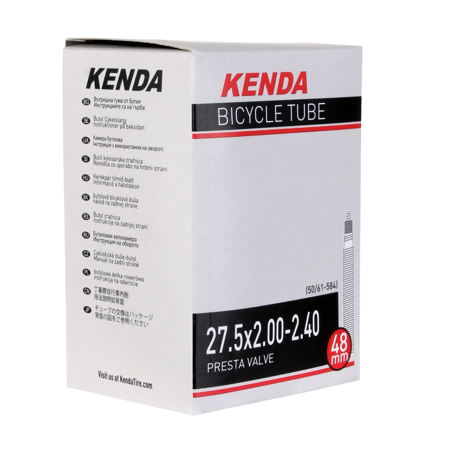 Kenda Standard Presta Valve Tube - 27.5 x 2.0-2.4" - Downtown Bicycle Works 