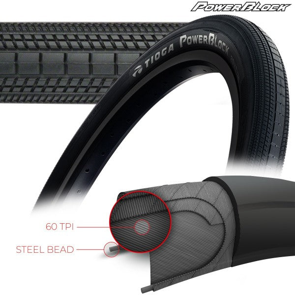 Tioga Powerblock Tire - (Various Sizes) - Downtown Bicycle Works 